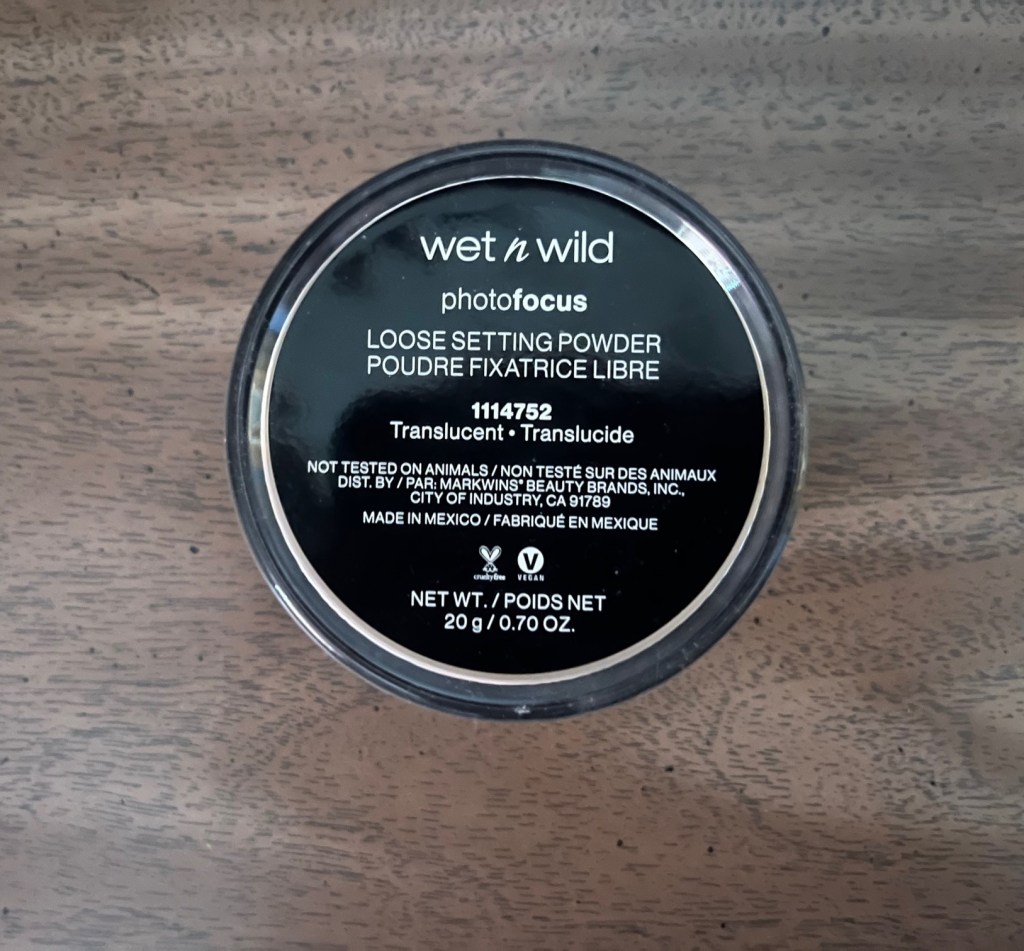 Wet n Wild photofocus loose powder color name on the bottom of the container.