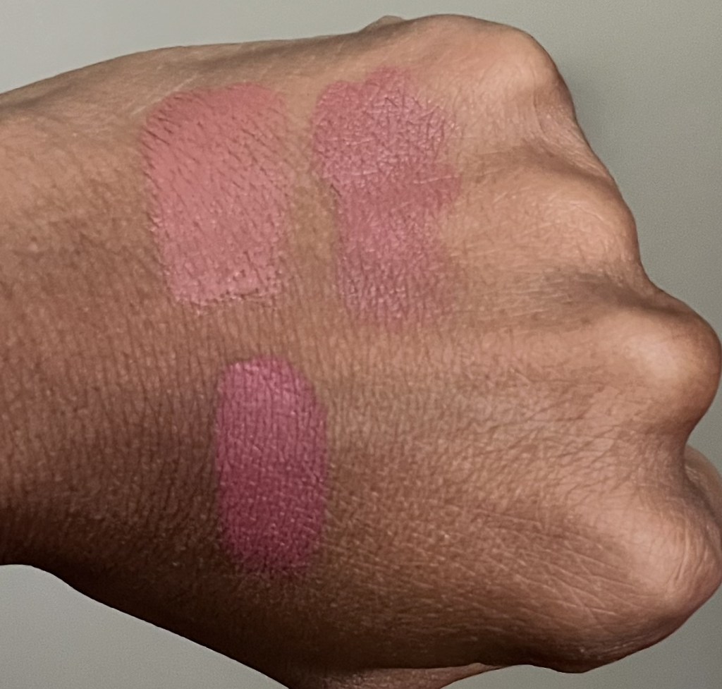 Top: Mac Hug Me, Mac Creme in Your Coffee, Revlon Shameless