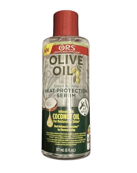 ORS Olive Oil Silken and Shine Heat Protection Serum bottle. 